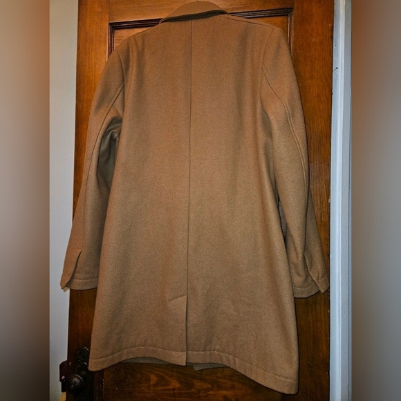 Topman Men's Classic Fit 3 Button Wool Blend Overcoat - Camel - Large - Picture 4 of 6